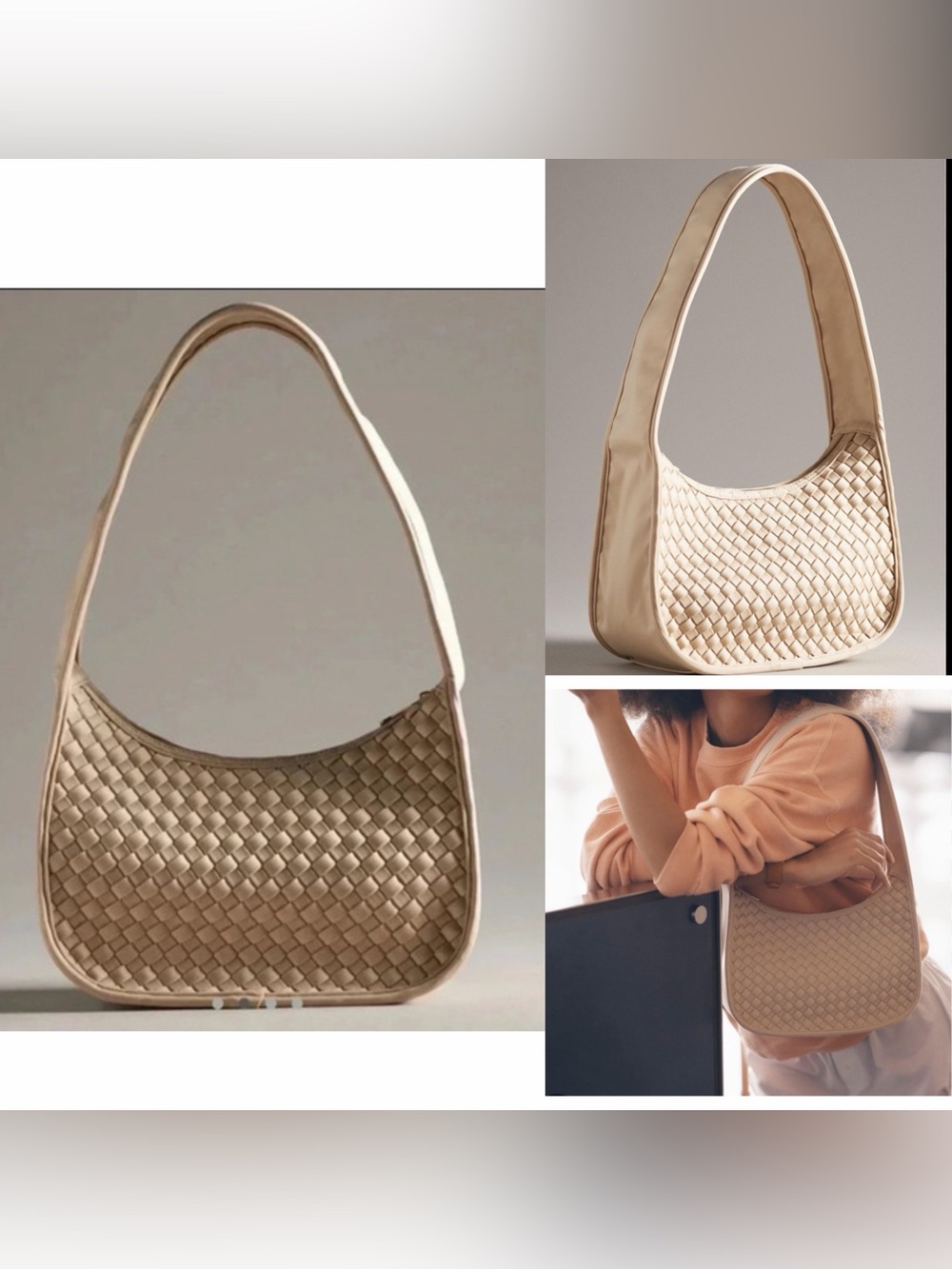 Anthropologie Beige Woven Shoulder Bag